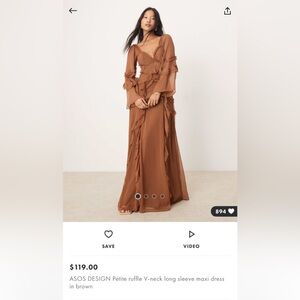 ASOS Brown Maxi Dress with Ruffles